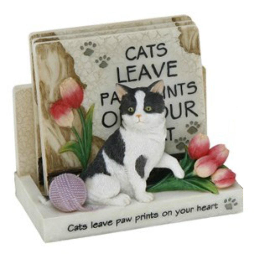 Shudehill Cats Coasters Set of 4 in Stand Cats Leave Paw Prints on Your Heart