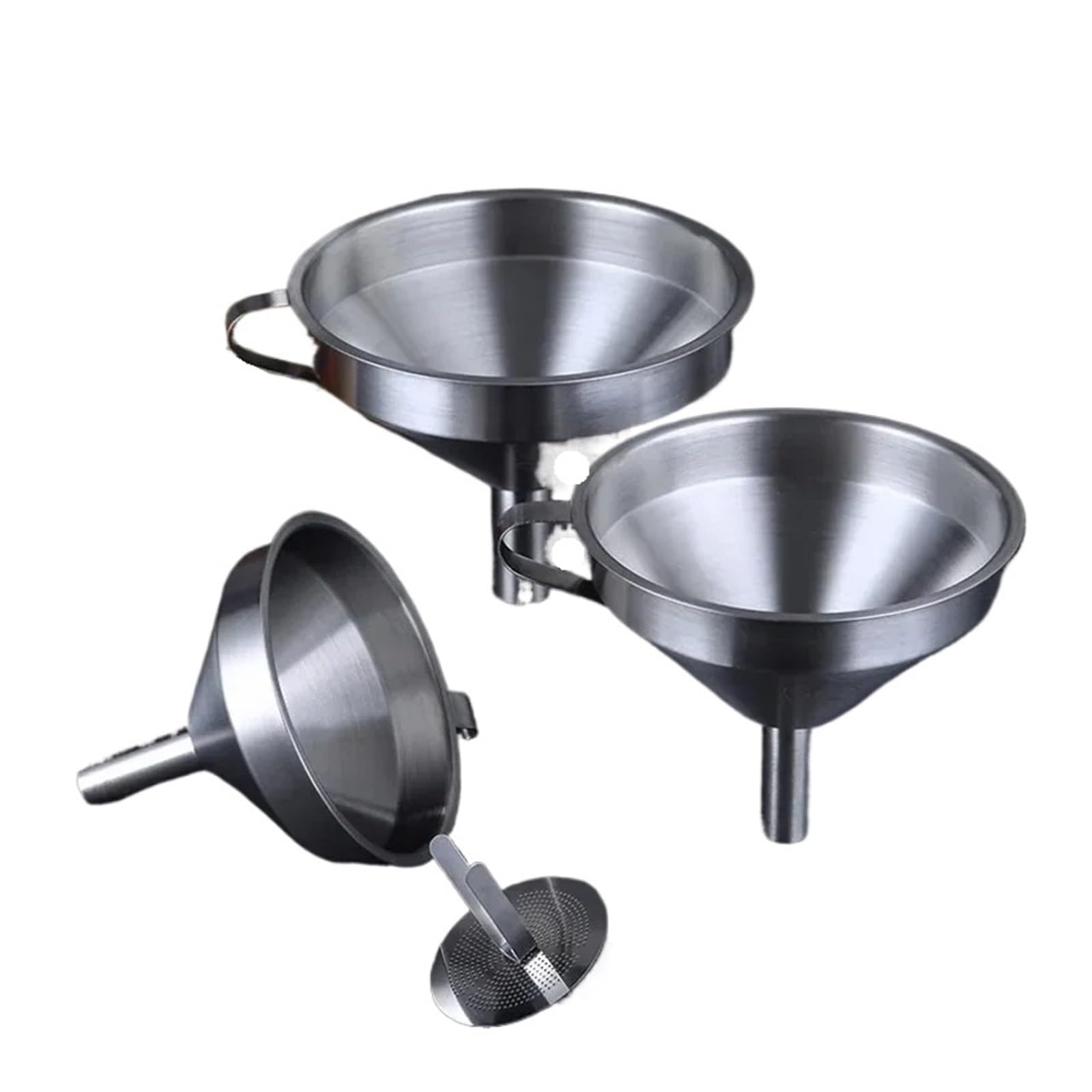 Embudo， Embudo de Acero Inoxidable, Embudo for líquidos y Aceite de Cocina, Embudo de Metal con Filtro Desmontable, Embudo de Boca Ancha for enlatar Herramientas de Cocina(L)