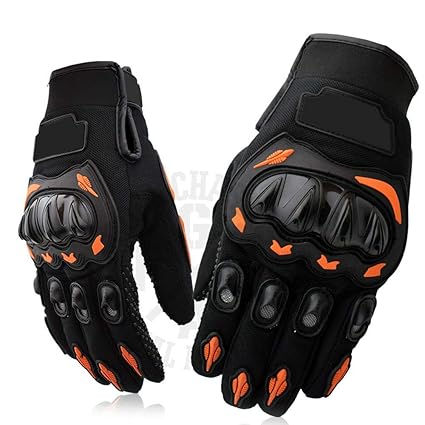 FIYA FITNESS ZONE KTM Moto Biker Hand Gloves for Riding Bikes/Motorcycles/Cycles (Orange, Free Size)