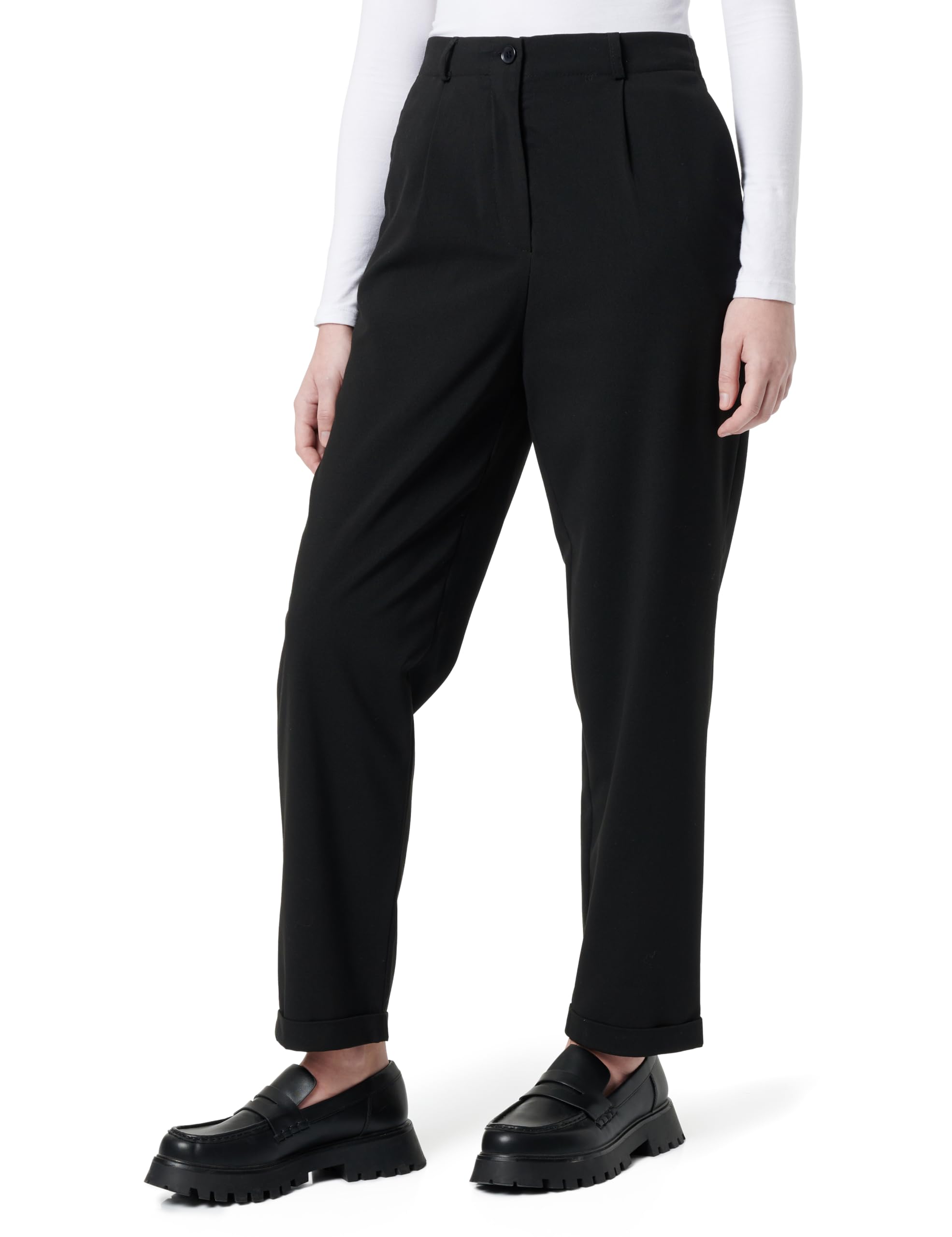 Koton Women's High Rise Buttoned Pleated High Rise Trousers Shorts, Black(999),