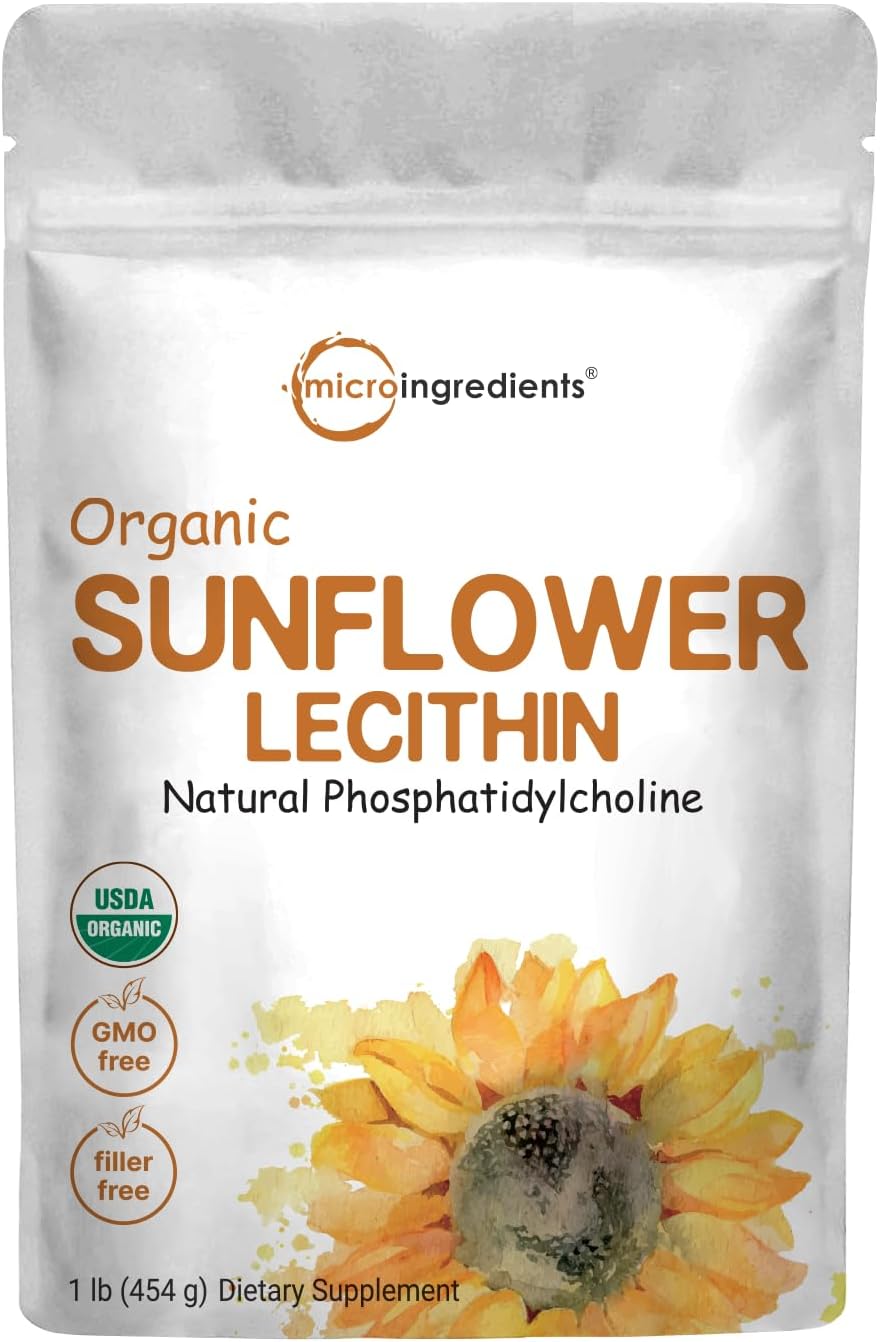 Micro Ingredients Organic Sunflower Lecithin Powder, 1 Pound, Sustainable Farmed