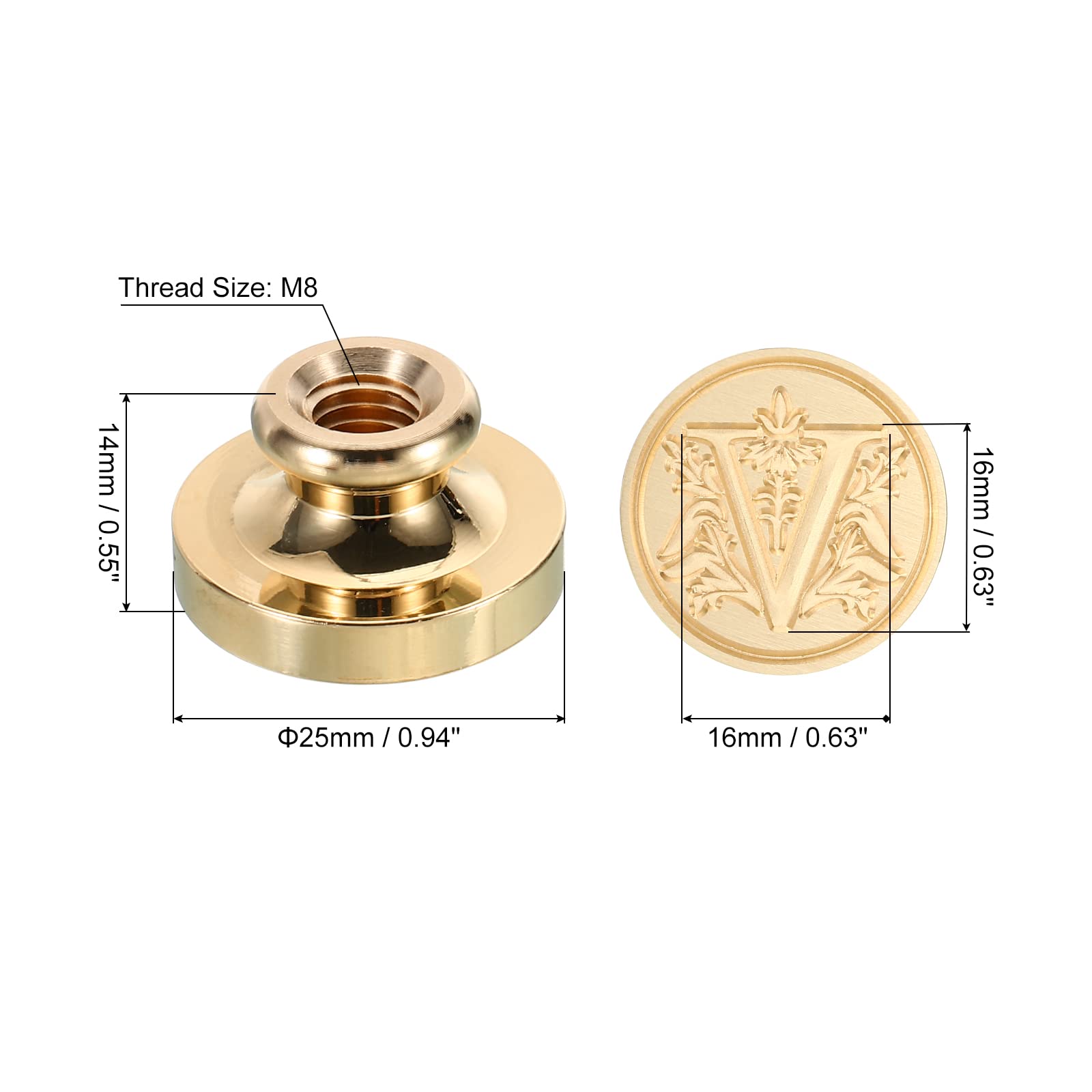PATIKIL Alphabet V Wax Seal Stamp, Initial Letter Sealing Wax Stamp Classic Retro Brass Head for Envelope Invitation Cards - Image 2