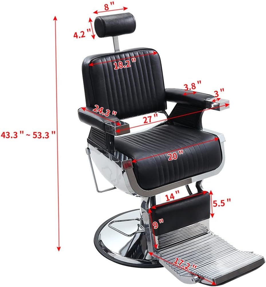 Complex Leather Barber Chair Height Adjustable Tiltable 45° Rotatable 360° Hairdressing Chair Beauty Salon Equipment