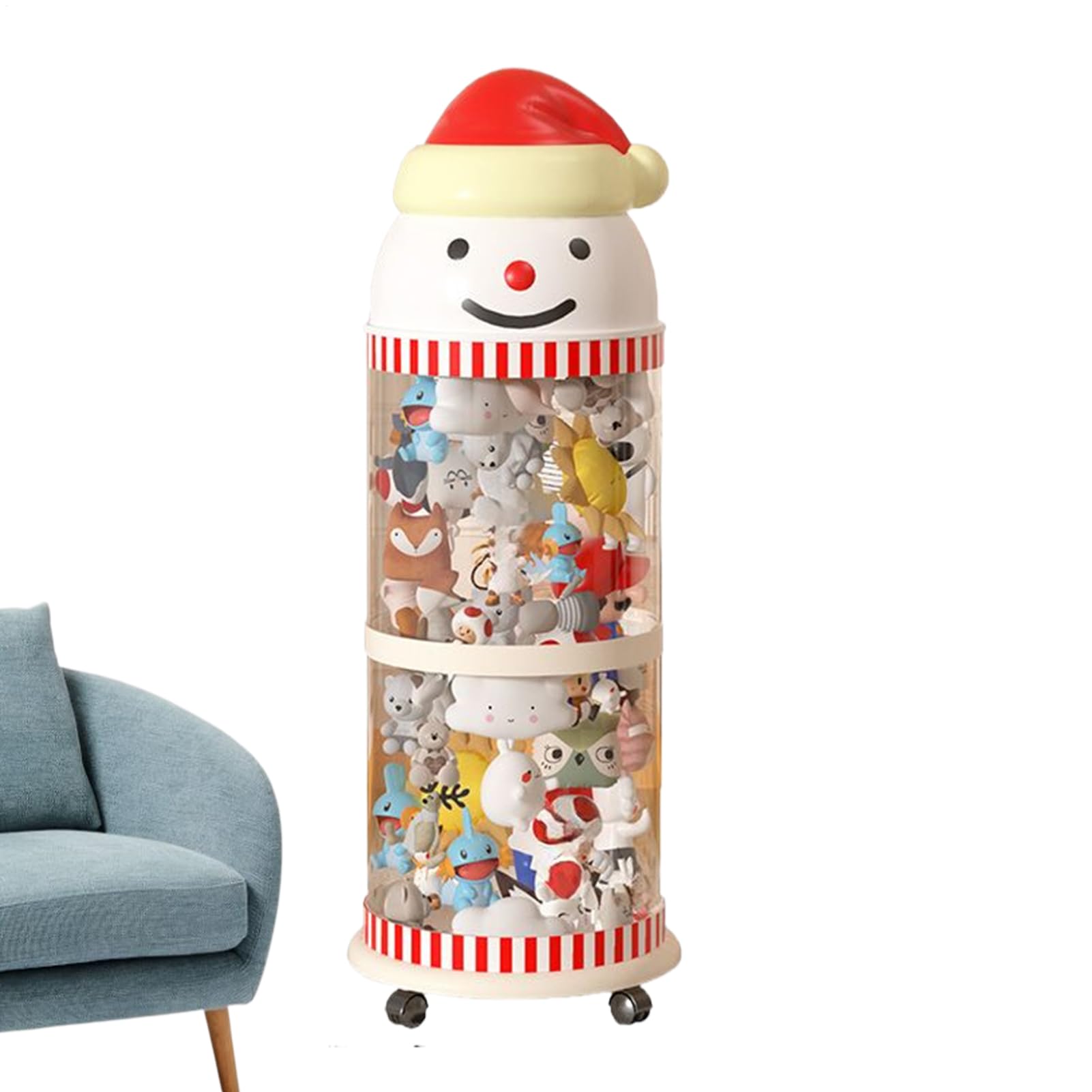 Panier de rangement transparent bonhomme de neige mobile bac de rangement peluche pour maison
