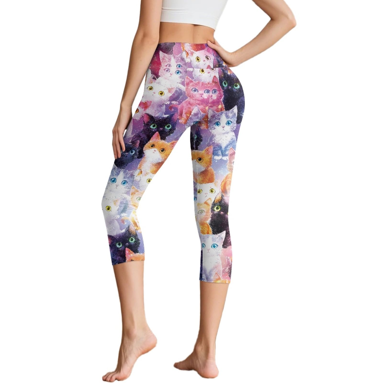 Amzbeauty Legging capri taille haute pour femme pour contrôle du ventre, longueur 3/4 pour le sport, l'entraînement, la gym, la course à pied, le yoga