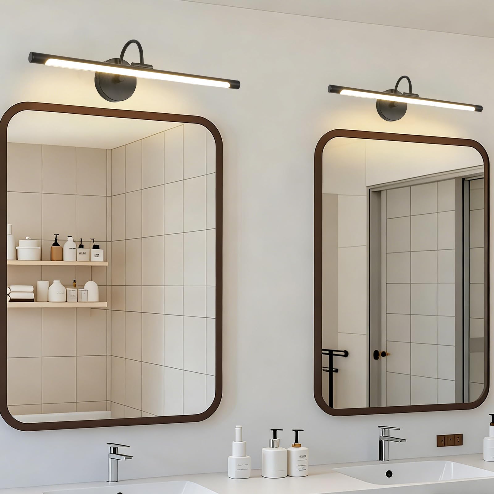 LED Spiegelleuchte Badezimmer Wandleuchten Modern Minimalistisch Wandbeleuchtung Bildbeleuchtung Metall Wandleuchte für Badschrank Schminktisch Wohnzimmer Schlafzimmer (Bronze Weißes Licht,80cm)