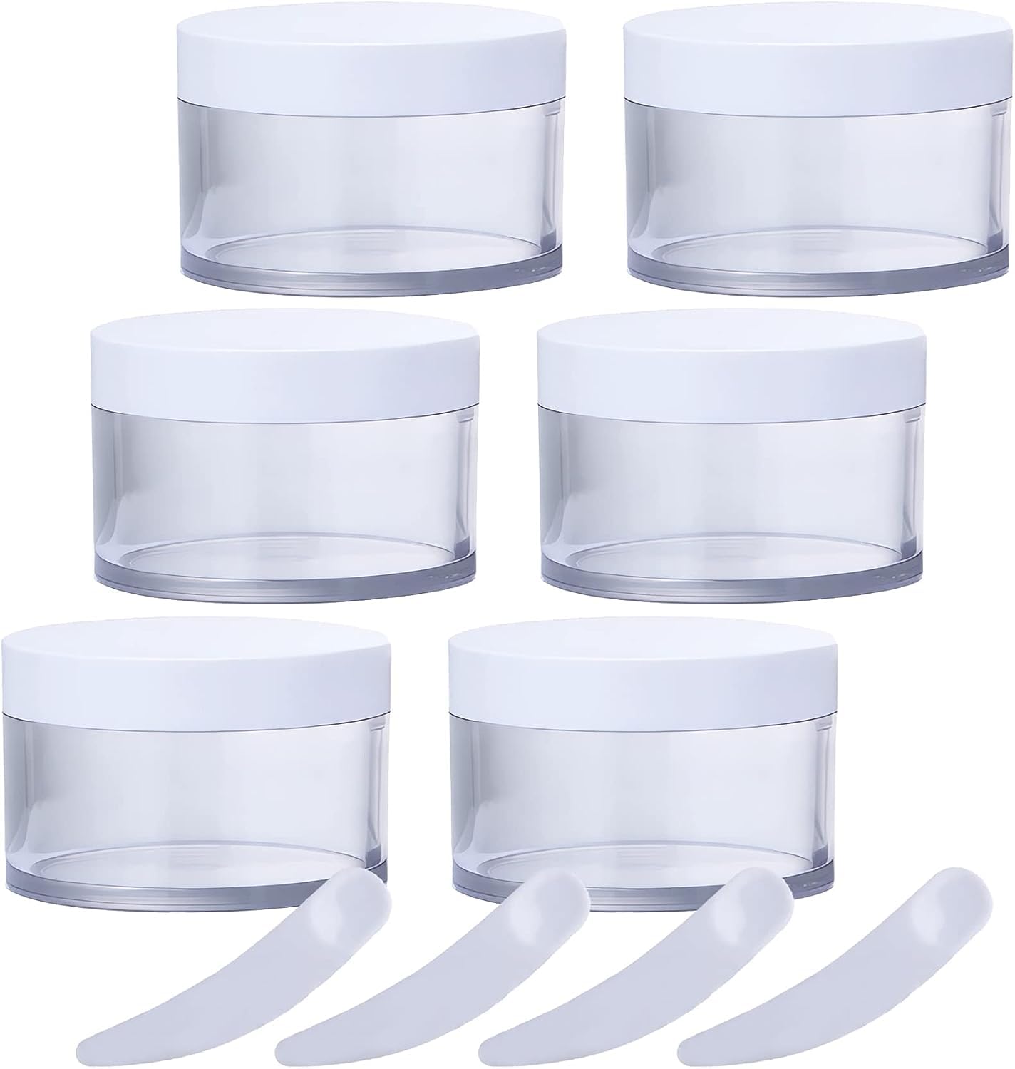 FLYIODFCXV cosmetic jar, Pack of 6, 200 g Plastic Cosmetic Jars with Screw Lid, Container for Facial Mask Lotions Cream(6.8 Ounces)