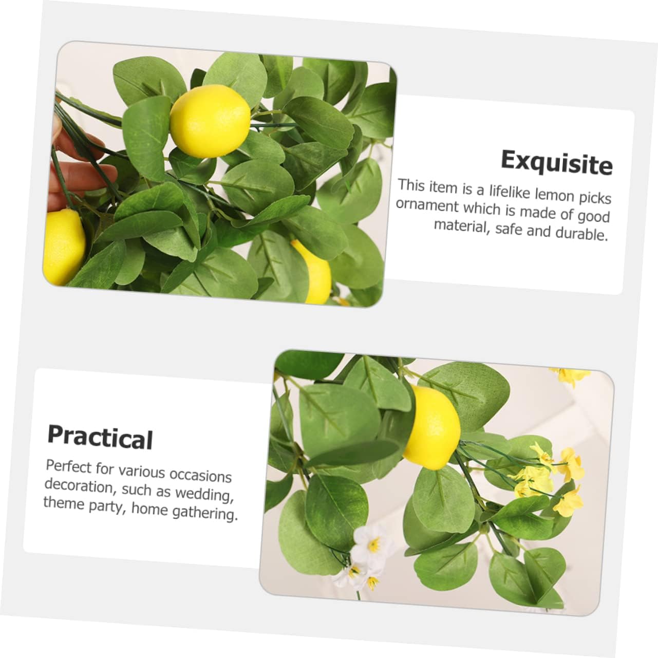 4pcs Realistic Fake Lemon Branch Decorative Lemon Stems for Home Artificial Tree for Party