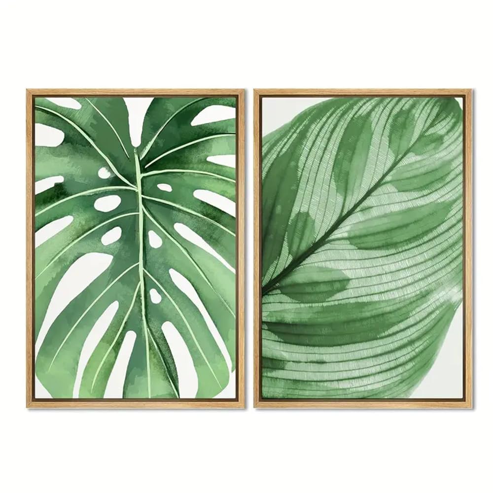 WUHBCZ Art Decor,Canvas Print Abstract Wall Art Green Tropical Jungle Leaves Nature Wilderness Modern Art Colorful Ultra for Living Room, Bedroom, Office Decor-40 * 50cm*2PCS (No Frame)