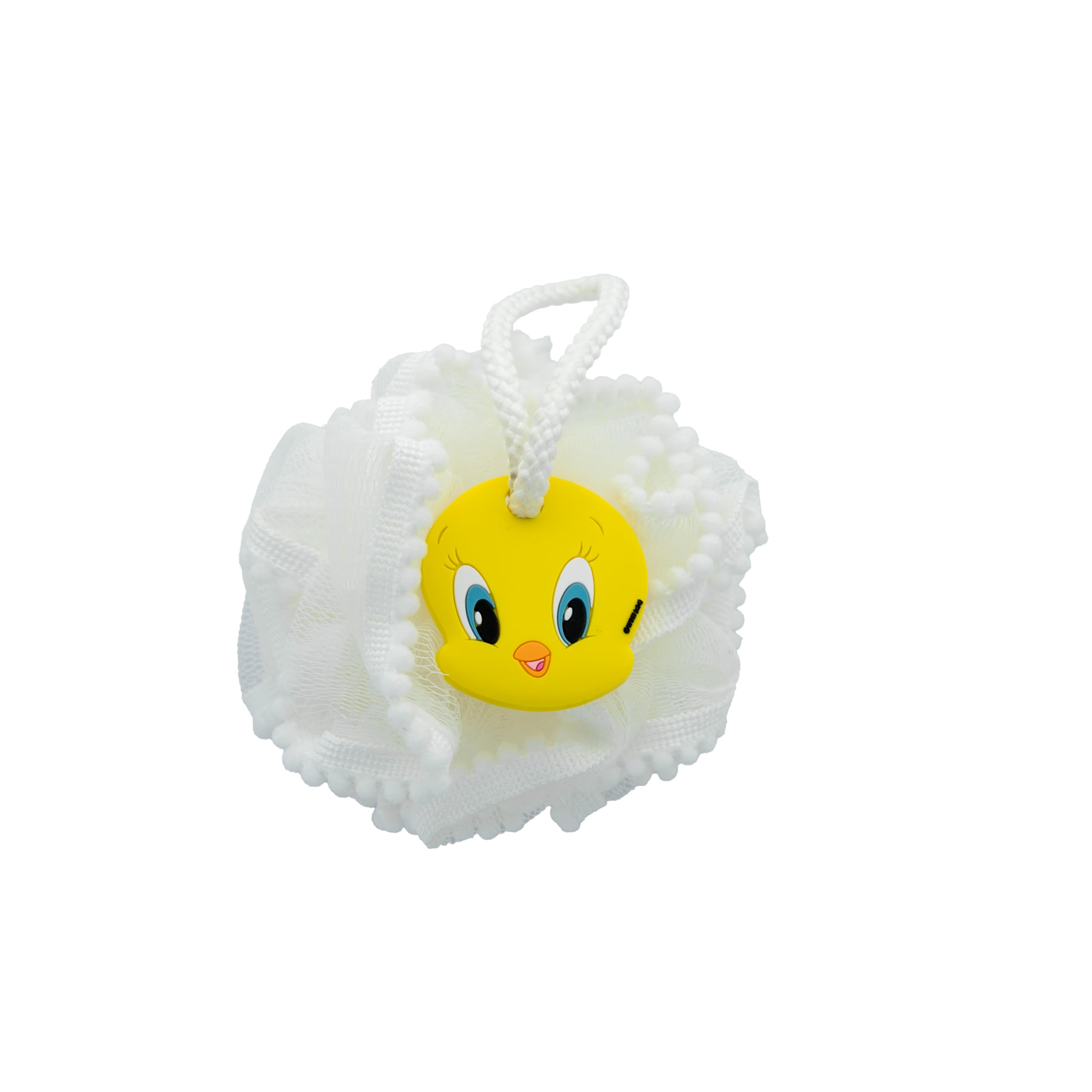 Looney Tunes Fleur de Douche Bébé Titi 15×15 cm – Éponge Douce Multi-Usage Lavable – Accessoire Bain, Shampooing, Massage – Lavage Corps, Visage - Enfant Fille, Garçon - Produit Officiel Warner Bros