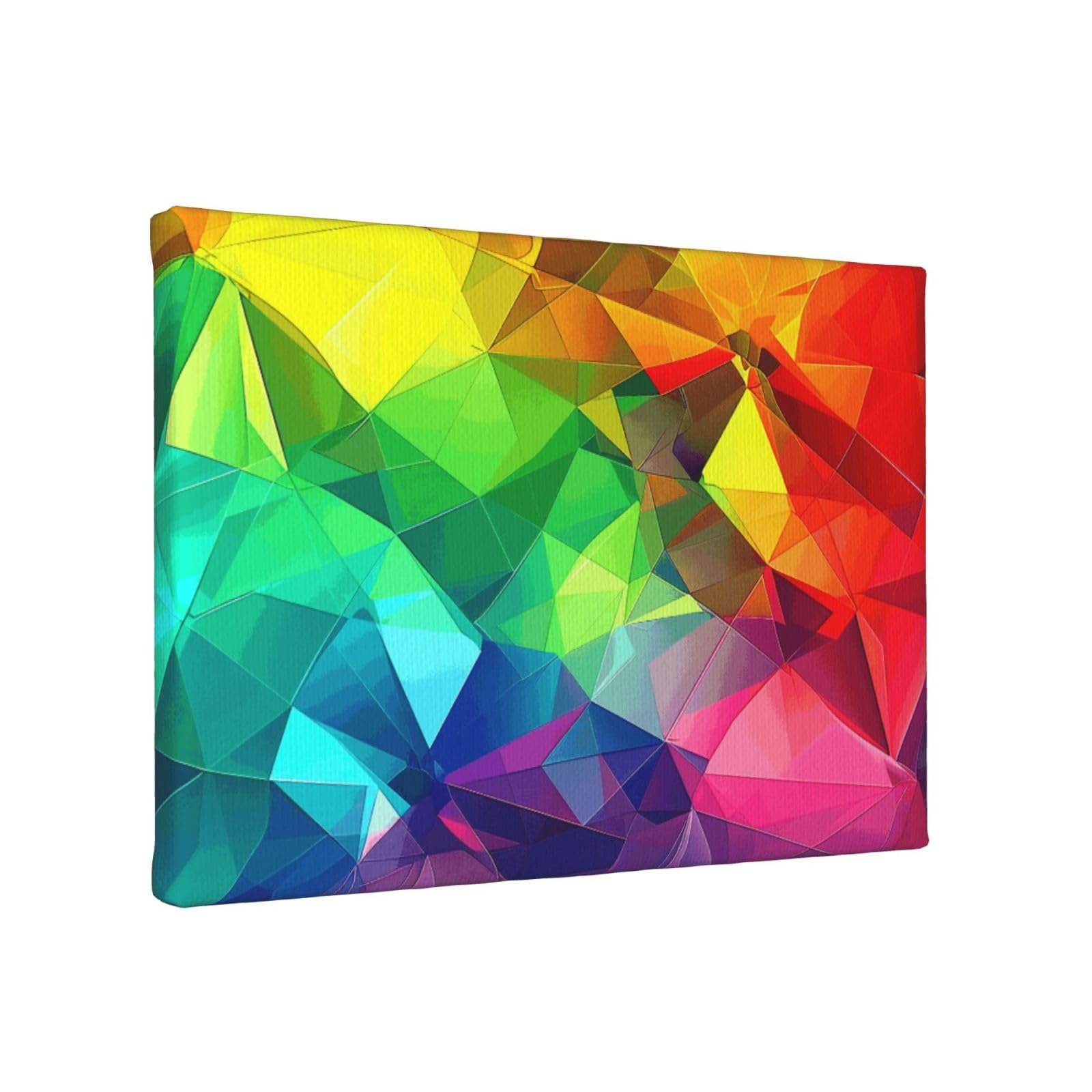 YKLJG Rainbow Geometric Printed Wall Art Canvas Painting 30x20 CM Wooden Framed Picture Painting Artwork Prints for Bedroom Kitchen Home Office Decor