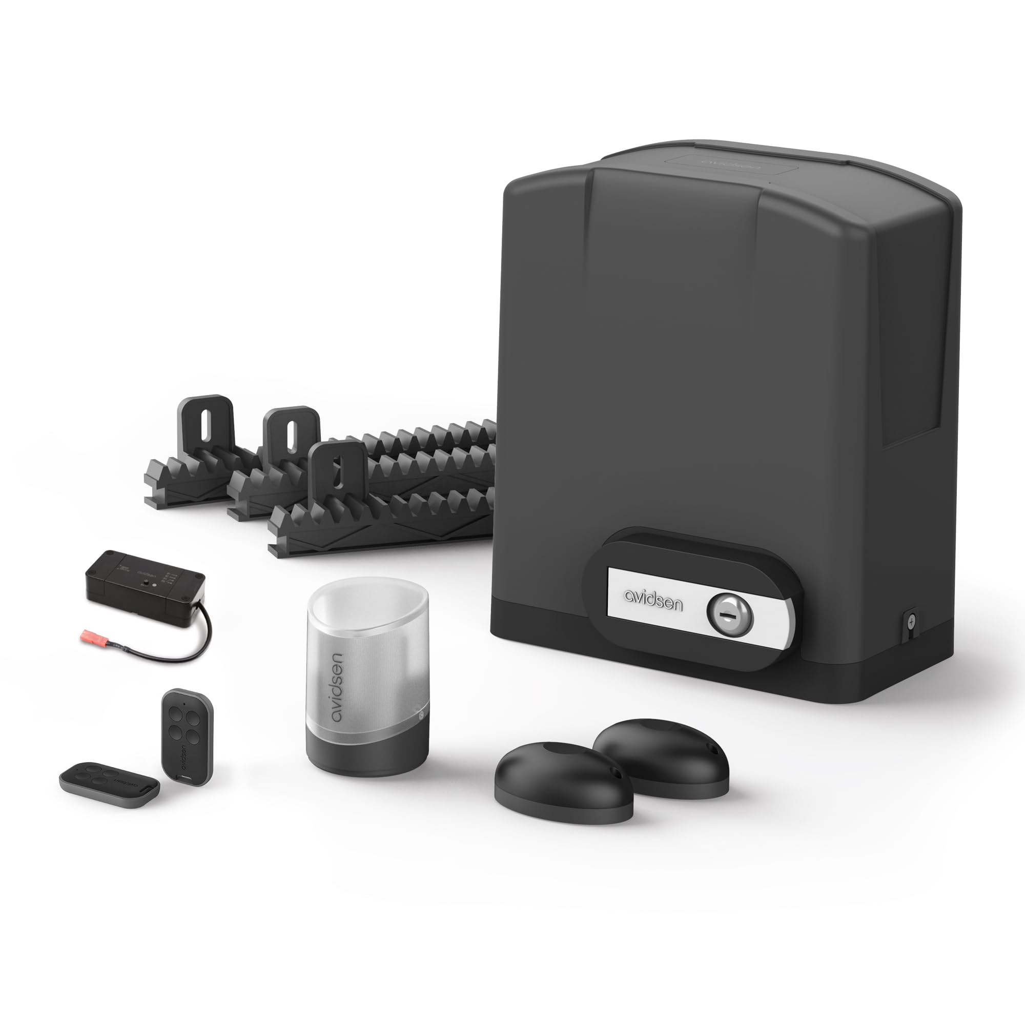 Motorisation connectée pour Portail Coulissant, de 3 à 8 m, jusqu'à 500 kg - Orea Connect - Avidsen Pose Possible dans Etre connecté avec telecommandes, feu Clignotant et Jeu de photocellules, Noir