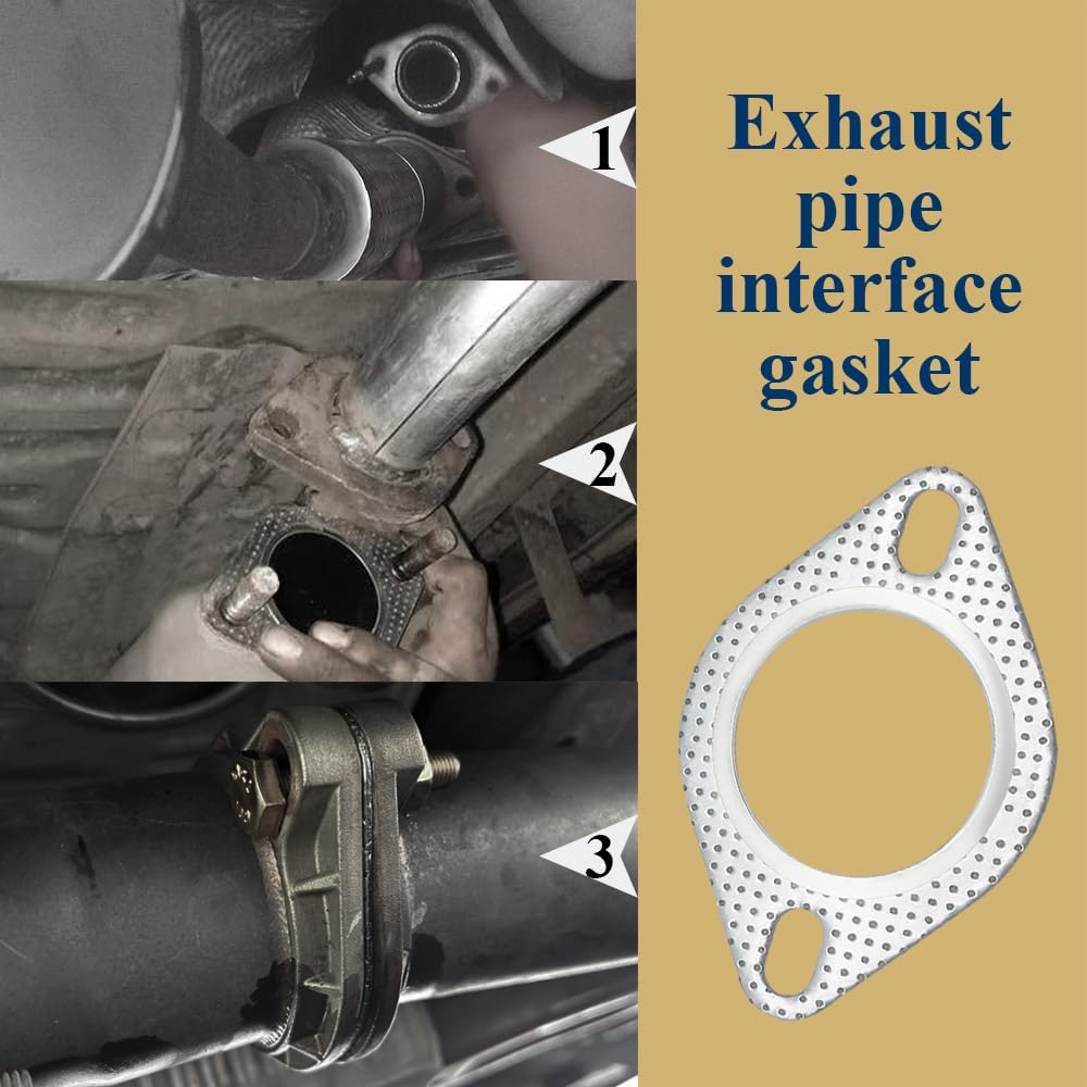 2Pcs Car Exhaust Gasket, Ultra Seal 2-Bolt 3-Inch Exhaust Flange Gasket, Reinforced High Temperature Gasket Exhaust Flange Gasket, Car Accessories Repalcement for OEM#120-06310-000202 (3IN)