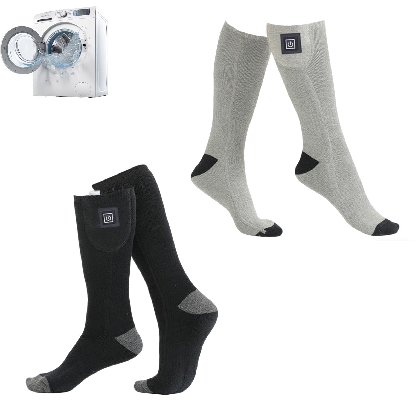 Calcetines calentados con temperatura ajustable, calcetines calefactables para hombre y mujer, 3 niveles de calor y batería de 4000 mAh, lavable a máquina, para exterior, senderismo, esquí, camping