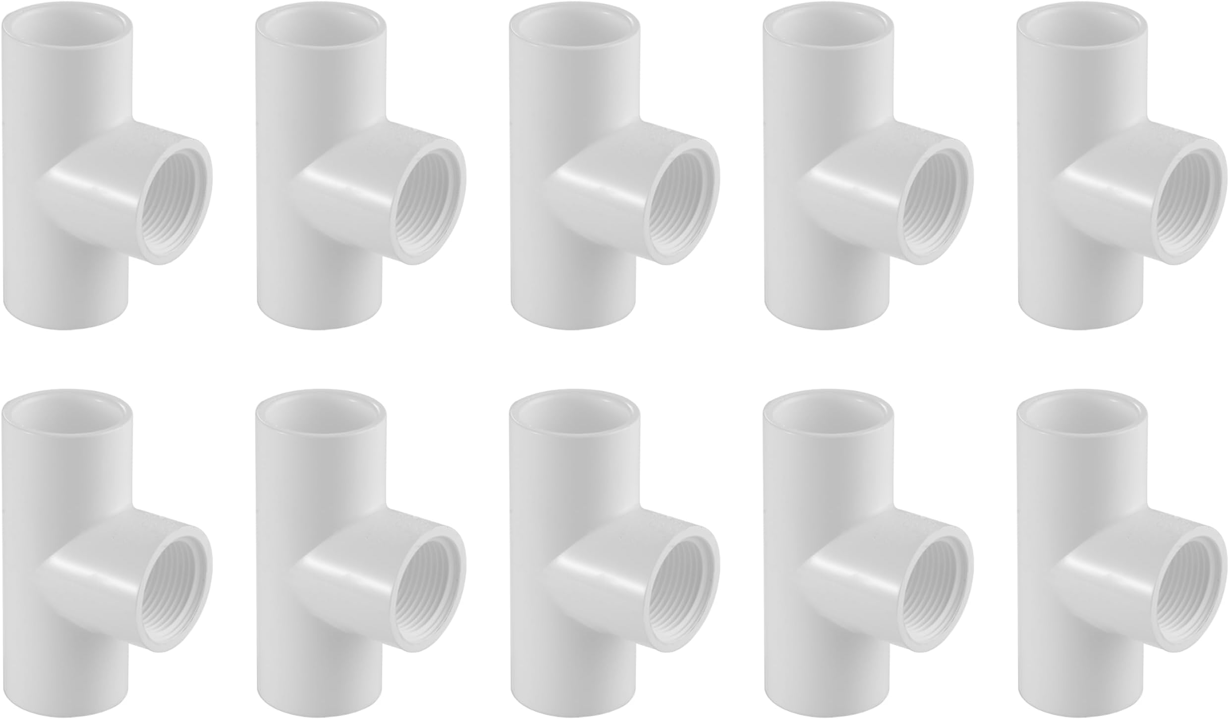 402 Series PVC Pipe Fitting - Tee - Schedule 40 (White) - 1/2" (SOC x SOC x FIPT) 10 PCS/High-Flow Capacity/Plumbing, Irrigation, Pool, Spa, DIY Projects/NSF Certified (402-005)