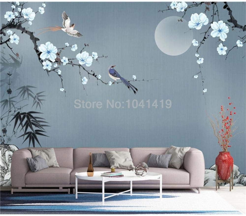Papier peint 3d style chinois pour transformer un mur vide de salon 350x245 cm