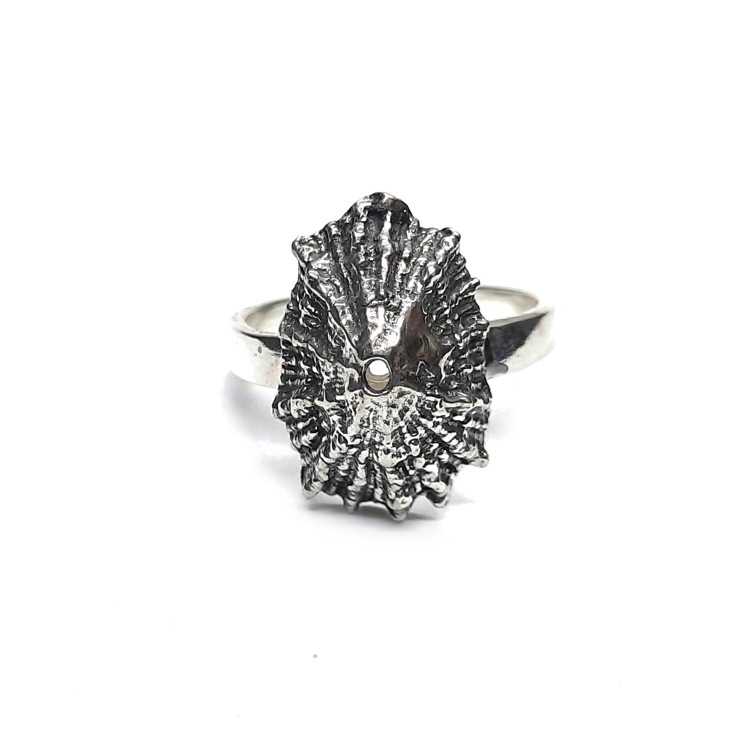 Elegante anillo de mujer de plata esterlina sólida 925 concha de mar