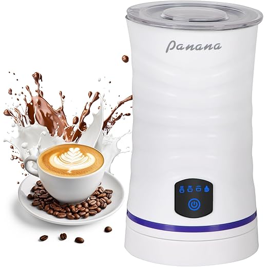 Electric Milk Frother, Automatic Milk Steamer, 4-IN-1 Hot & Cold Foam Maker-8.4oz/240ml Milk Warmer for Latte, Cappuccinos, Silent Operation & Shut-off (White)