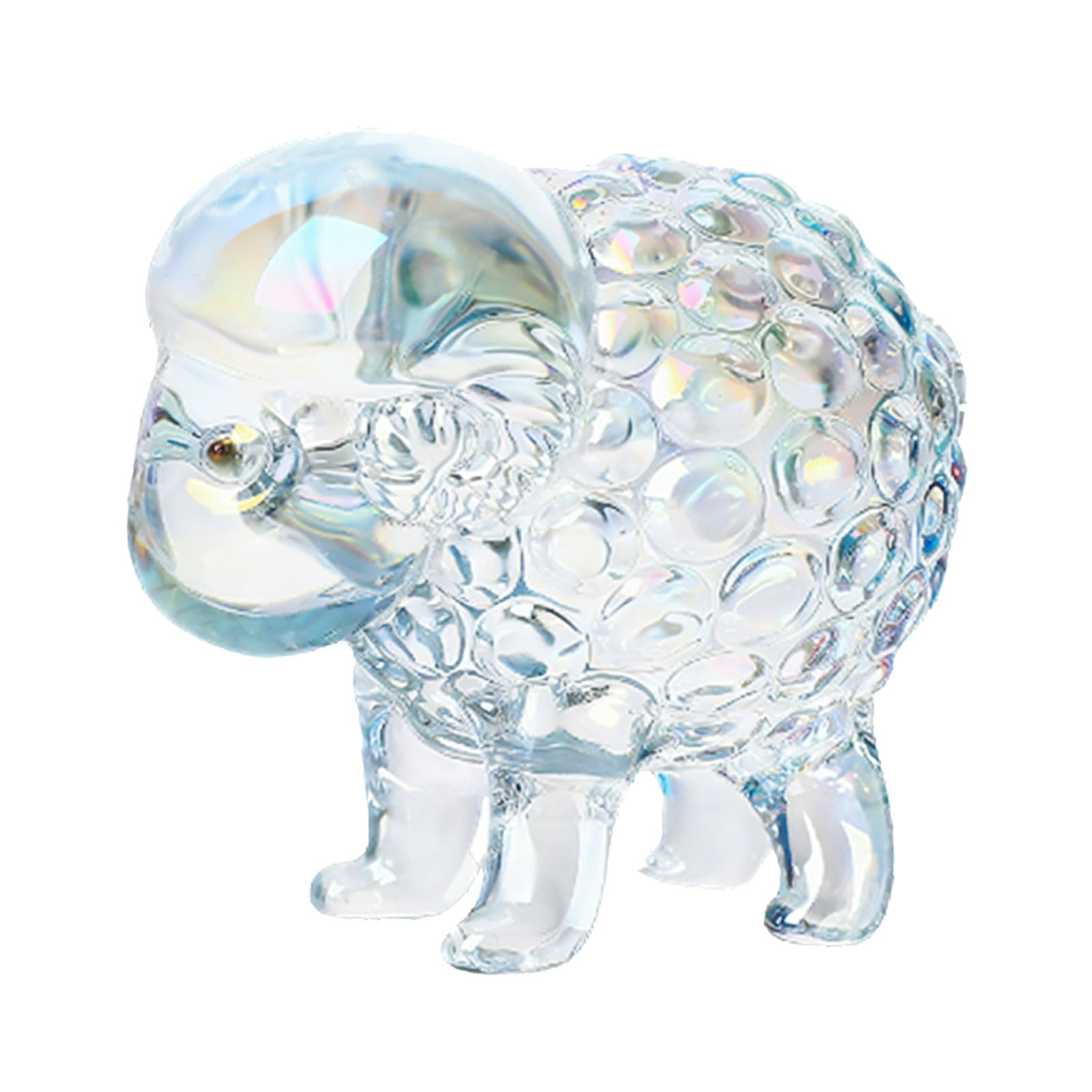 Msioytog Colorful Sheep Shape Cuteness Statues Small Figurines Glass Texture Suitable for Home Decoration and Projects Crystal Sheep Figurine
