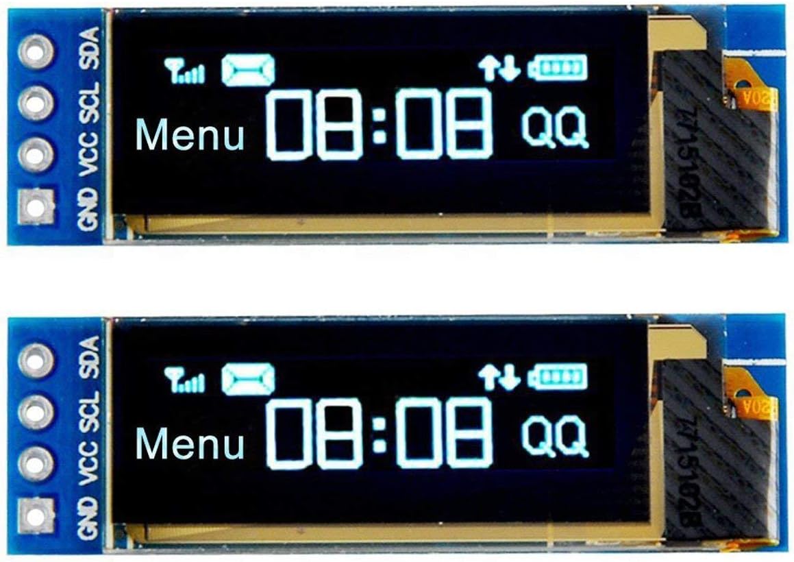 DollaTek 2Pcs I2C OLED Display Module 0.91 Inch I2C 1306 OLED Display Module Blue I2C OLED Screen Driver DC 3.3V~5V for Arduino