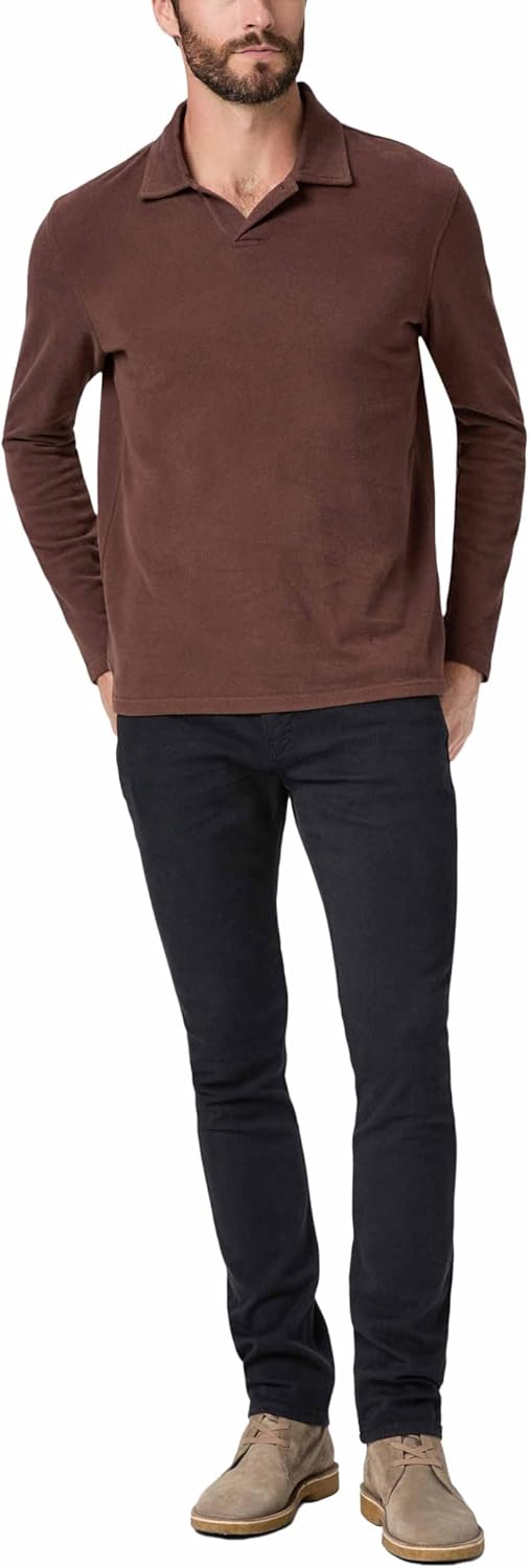 PAIGE Men's Hammond Long Sleeve Sueded Jersey Polo Shirt - Image 2