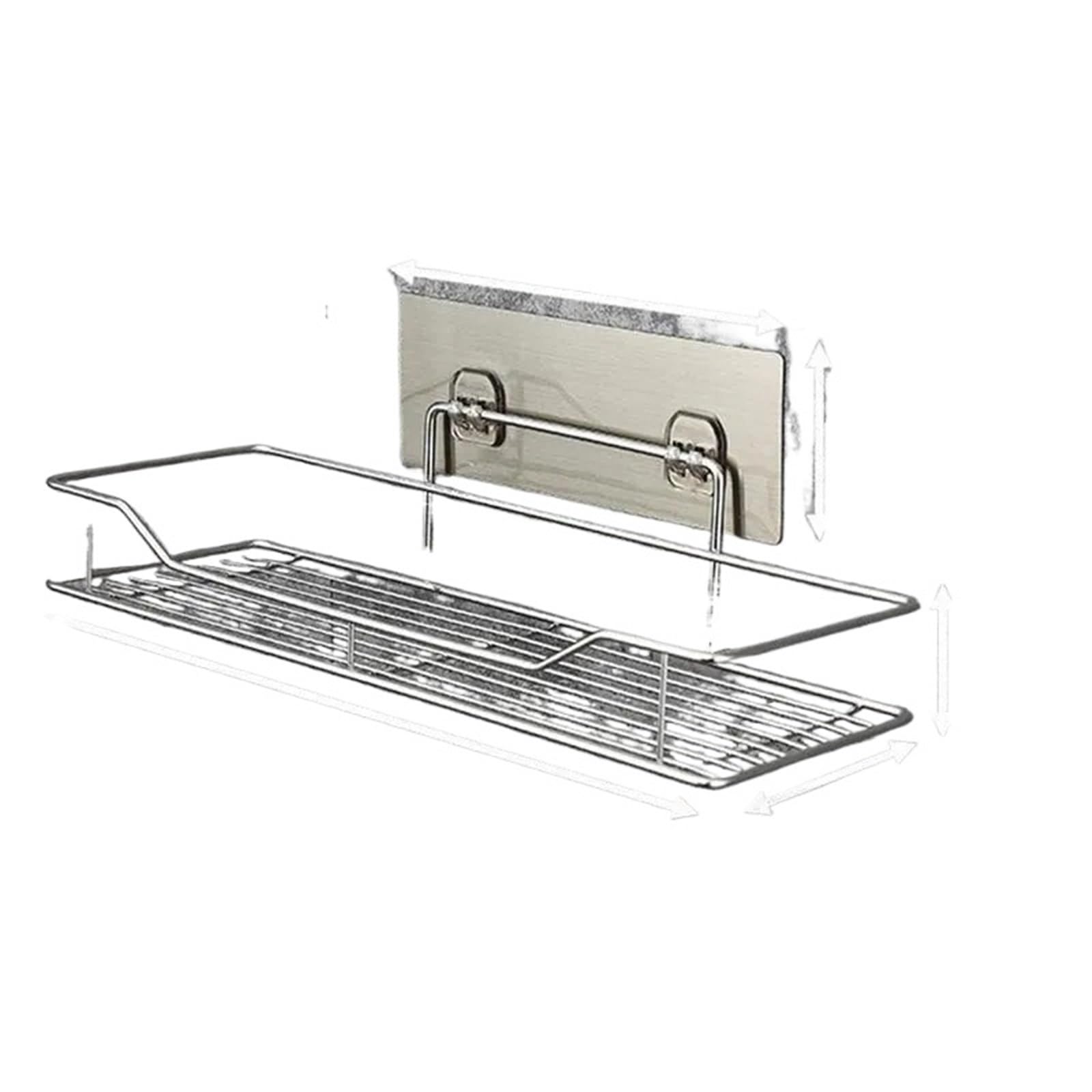 DHYUACN Shower Caddy Stainless Steel Bathroom Storage Shelf Punch-Free Kitchen Toilet Wall Hanging Rack(L)