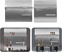 Vista 6 de Protector de pared con protector de pared de acero inoxidable para salpicaduras, con estante de almacenamiento integrado y estante colgante para uso