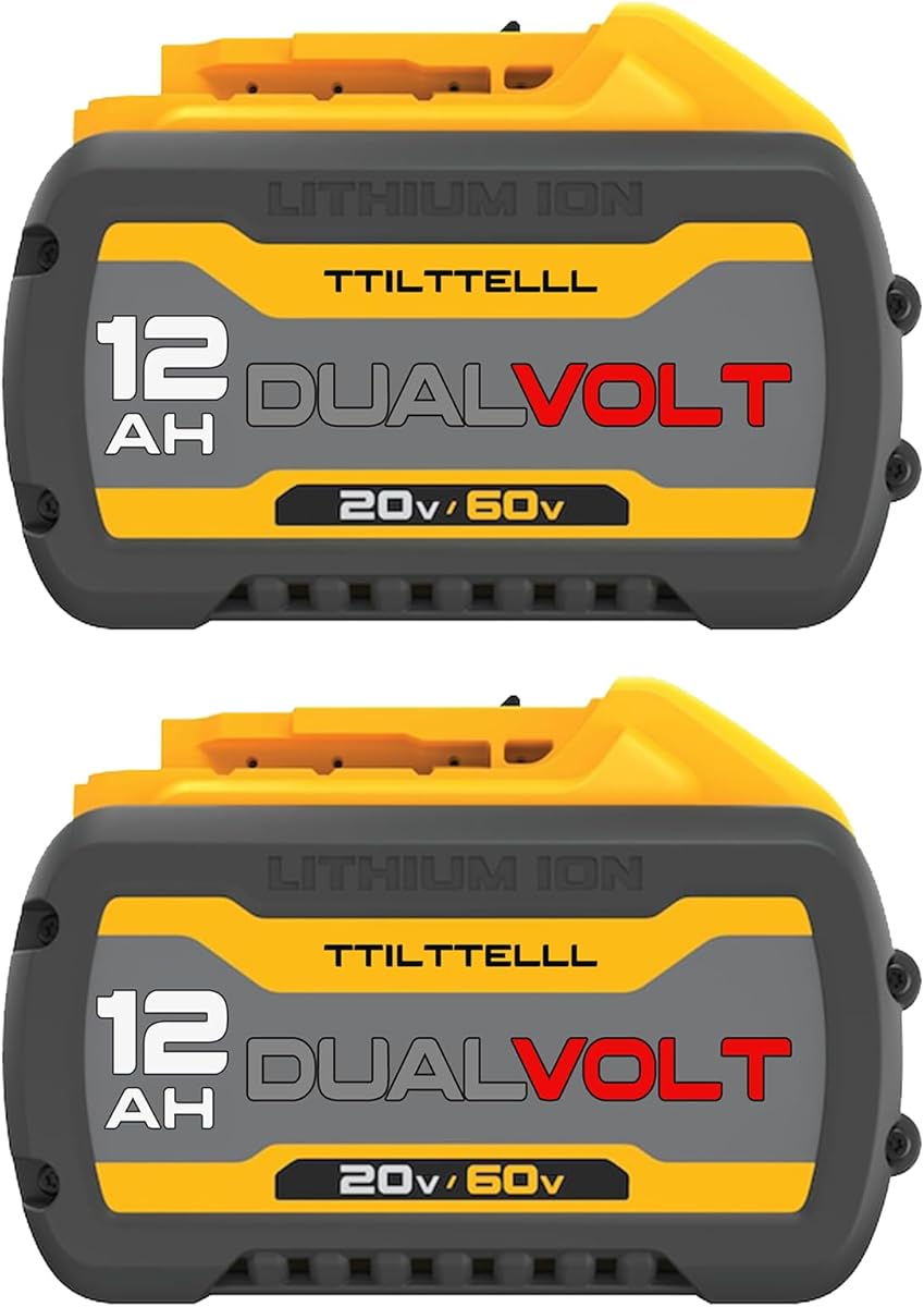 60V 12Ah Replacement Battery - High-Capacity Lithium-Ion for DCB612 DCB606 DCB609 Tools- Compatible with Dewalt 20V/60V Power Tools- Extended Runtime & Overload Protection, 2-Pack