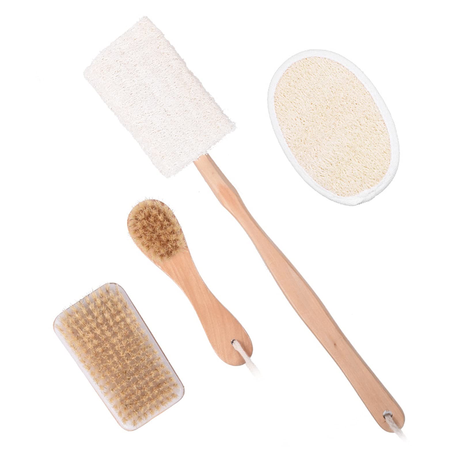 HMTE Cepillo Cepillo para Ducha Kit de exfoliación Exfoliante, Cepillo seco, Esponja Vegetal para Fregar la Espalda Toallas