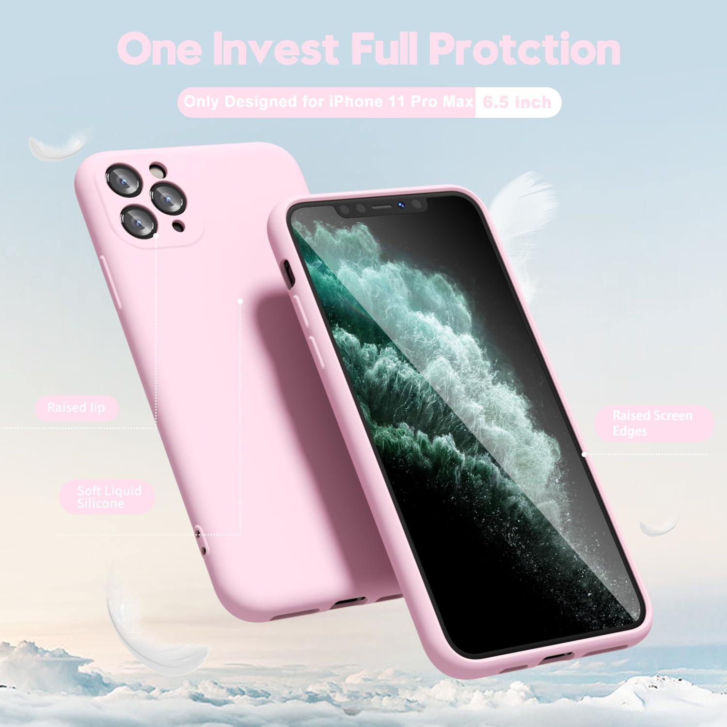 oakxco for iPhone 16 Pro Max Case Liquid Silicone, Soft Rubber Gel Elegant Aesthetic Basic Simple Cover, Cute Thin Slim TPU Matte Solid Color Plain Smooth Case for Women Girl, Light Pink — view 769