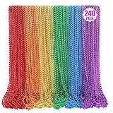 LINSIRON 240PCS Pride Beads Necklaces, LGBTQ Necklace Accessories, 6 Colors 33" Colorful Rainbow Beaded Necklaces Gay Lesbian Pride Beads Bulk for Pride Month Throws Rainbow Party Supplies Decor