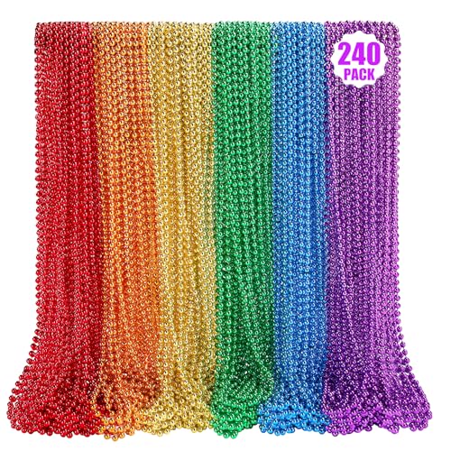 LINSIRON 240PCS Pride Beads Necklaces LGBTQ Necklace Accessories 6 Colors