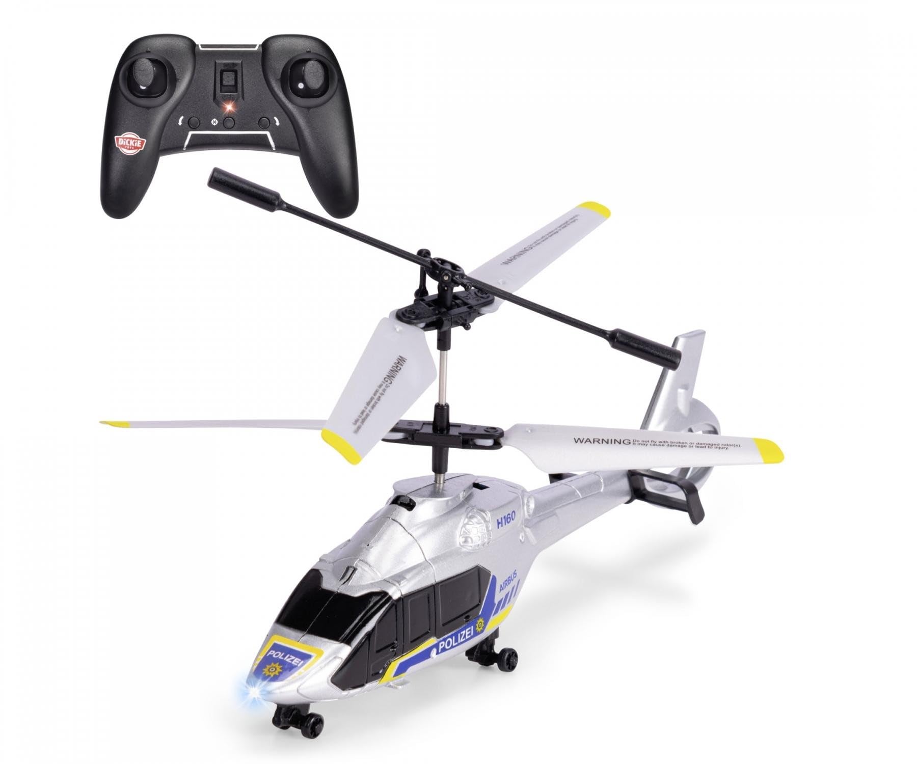 Dickie H160 - Elicottero da polizia RC 1:60 Airbus H160 2,4 GHz, ricarica USB 6 km/h con luce 21 cm, per bambini dai 6 anni in su
