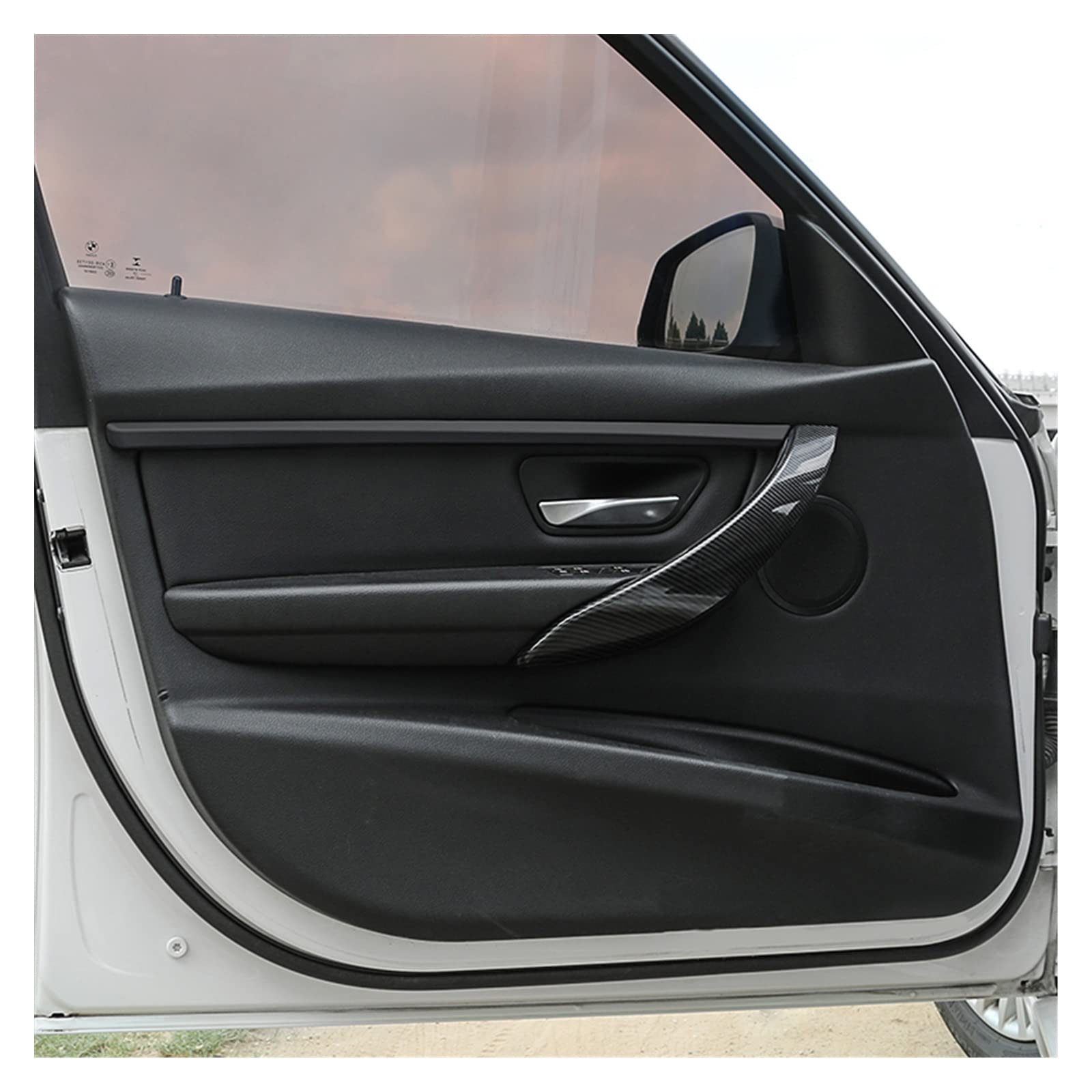 4-Piece Carbon Look Interior Door Handle Trim Frame For BMW 3/4 Series F30 F34 F36