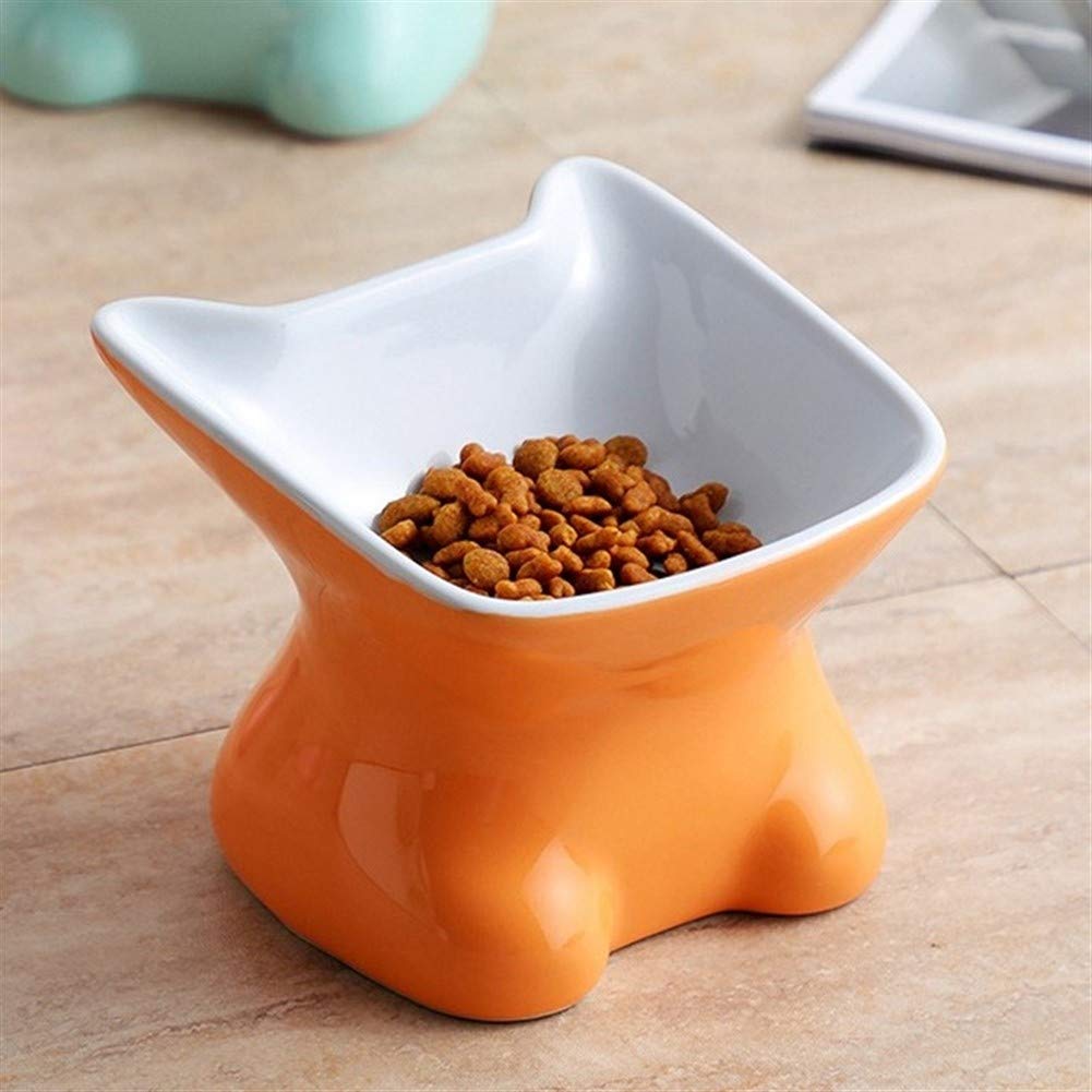 Slow Feeder Dog Bowl Pet Ceramic Bowl Cute Piffling Cartoon Feeder for Modest Dog and Cat Feeding and Drink Water Pet Supplies Large Dog Bowl (Color : Orange, Size : S)