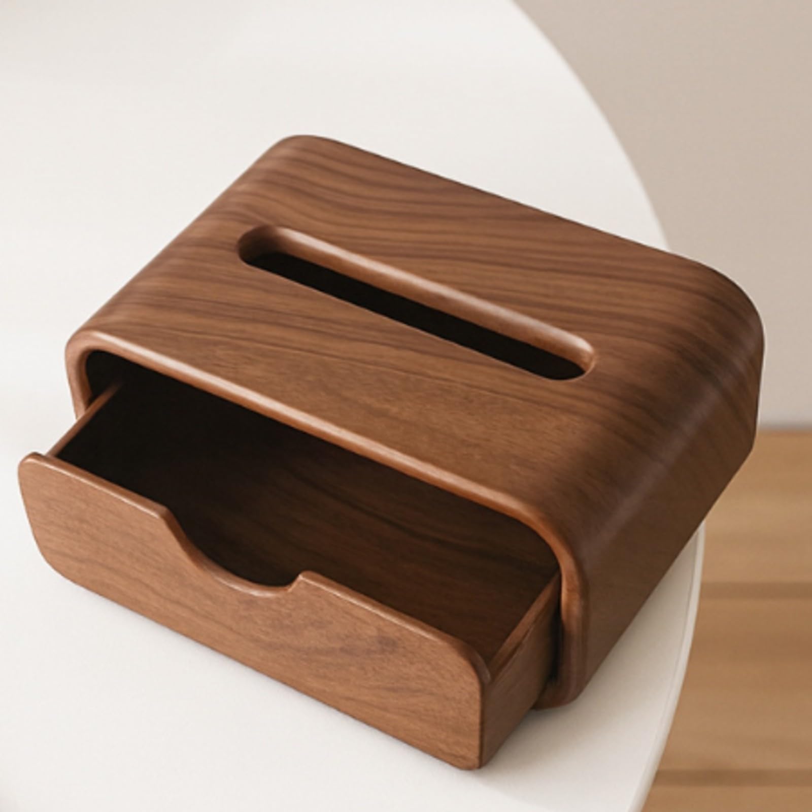 Colcolo Fazzoletti con Cassetto Compatto | Effetto Legno, Scatola Fazzoletti con Cassetto, Salvaspazio, per Comodino, Toeletta