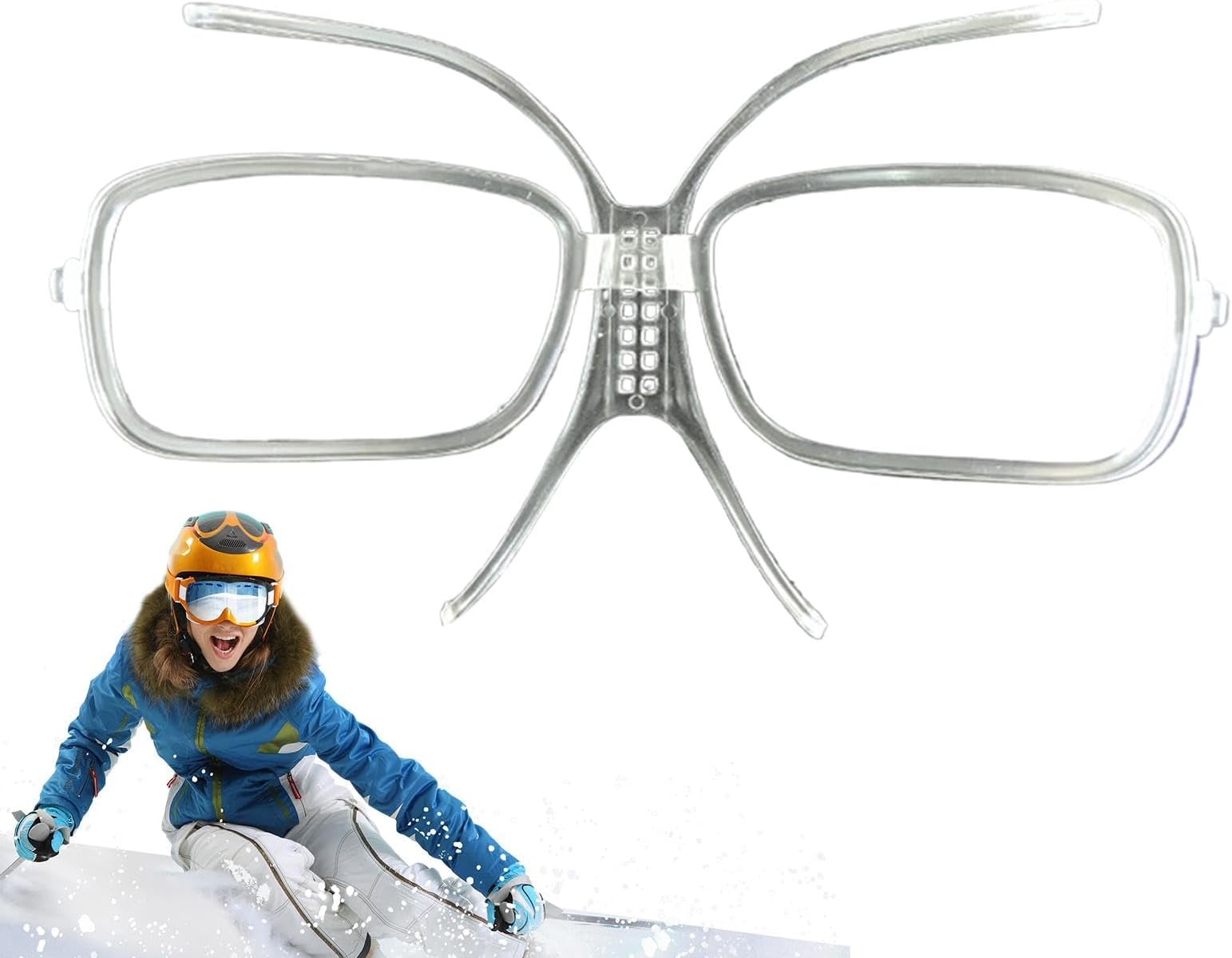 Prescription Inserts for Ski Goggles Lenses, Ski Goggles Insert, Adjustable Lens Holder, Flexible, Flexible Inner Frame for Glasses Wearers, Outdoor Ski Accessories
