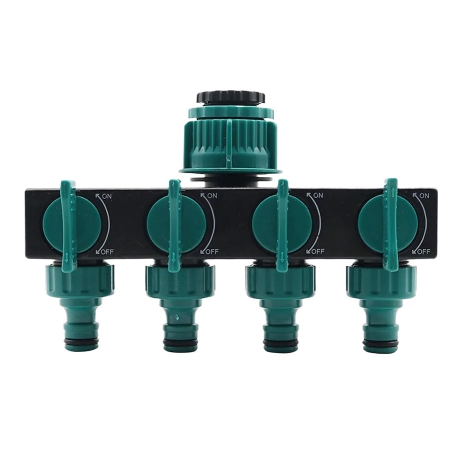 Evwgnpqrv Green With Black Faucet Hose Splitter, 4-Way Water Splitter 1-3/4-1/2 Inch Thread Green Black