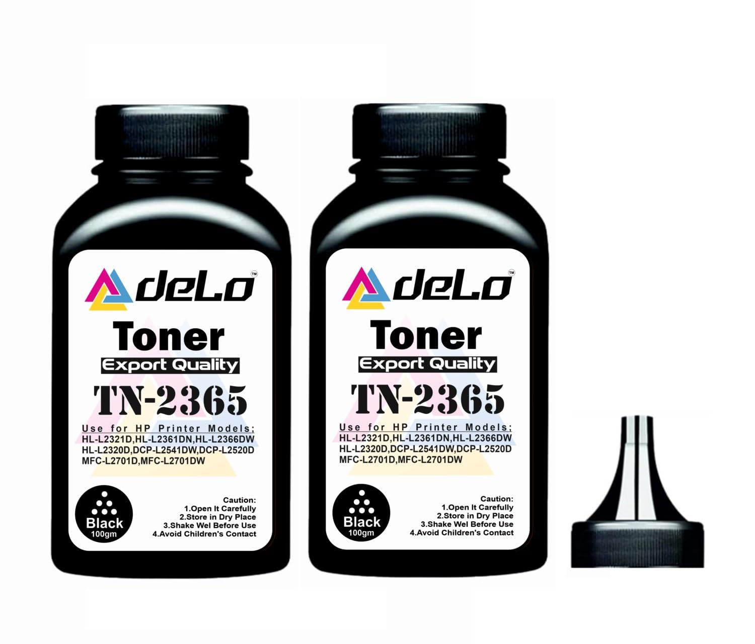Delo TN 2365 Toner Powder Refill for Brother TN 2365 Toner Cartridge - 100g Per Bottle (2 Bottle)-image-4