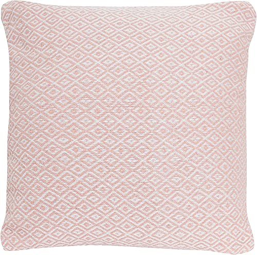 Image of Large Cushion Covers 60cm x 60cm Blush Pink Diamond Geo Pattern, 100% Cotton Square Cushions For Home Decor Sofa Bed