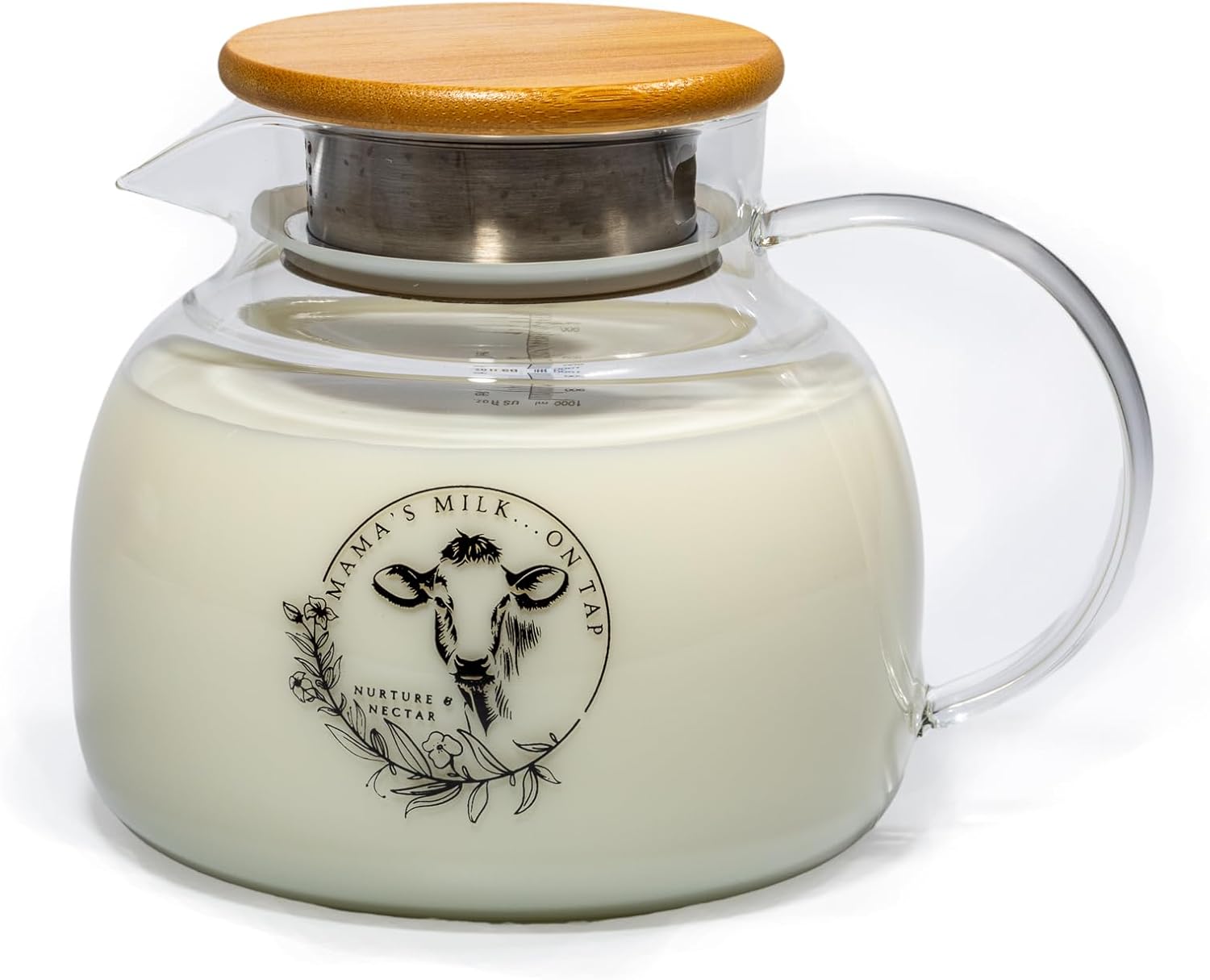 Glass Breastmilk Pitcher for Fridge Large Capacity 32oz