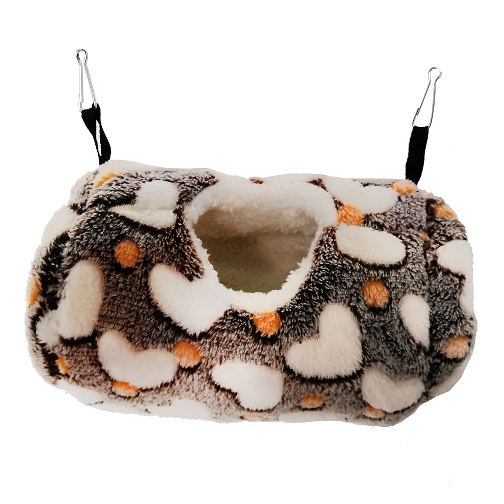 Litewoo Kleine Haustierhängematte mit Liebesmuster, geeignet für Meerschweinchen, Eichhörnchen, Hamster, Frettchen, kleine Tiere, Hängebett, Haustiernest, Käfigzubehör (Kaffee)