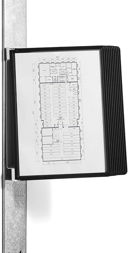 Durable 591801 Soporte de pared para paneles de visualización (Vario Magnet Wall 10, con 10 paneles de visualización A4) negro