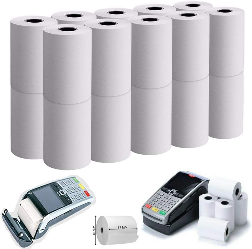 MSF New 57MM X 40MM X 12.7MM BPA Free Thermal Rolls BPA BPS Free Credit Card Machine Rolls PDQ Rolls Thermal Till Rolls (20, 57MM X 40MM X 12.7MM)