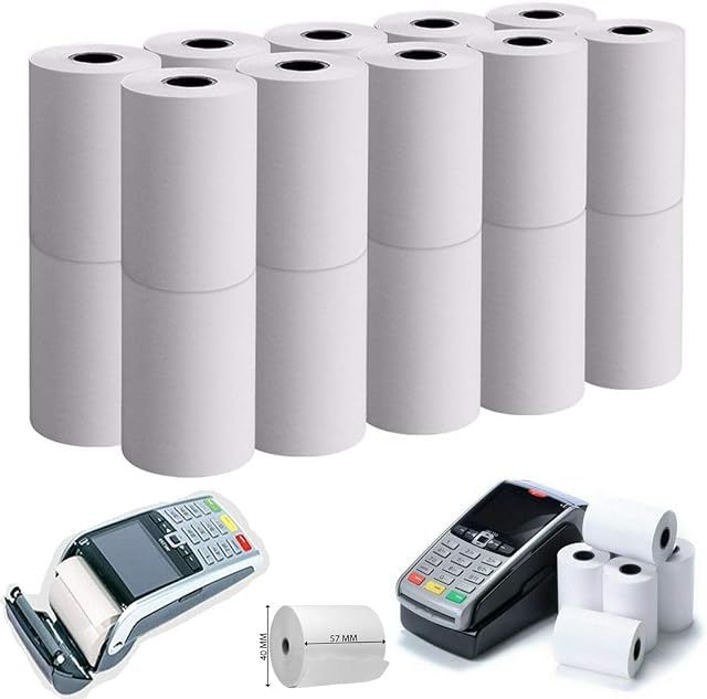 MSF New 57MM X 40MM X 12.7MM BPA Free Thermal Rolls BPA BPS Free Credit Card Machine Rolls PDQ Rolls Thermal Till Rolls (20, 57MM X 40MM X 12.7MM)