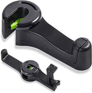 LiamYee 3 in 1 Headrest Hooks Purse Hook for Car,1 Pcs 360°Rotation Updated Dual-Layer Car Hooks Purse Holder with Mobile Phone Holder and Lock for Purses and Bags(Black)