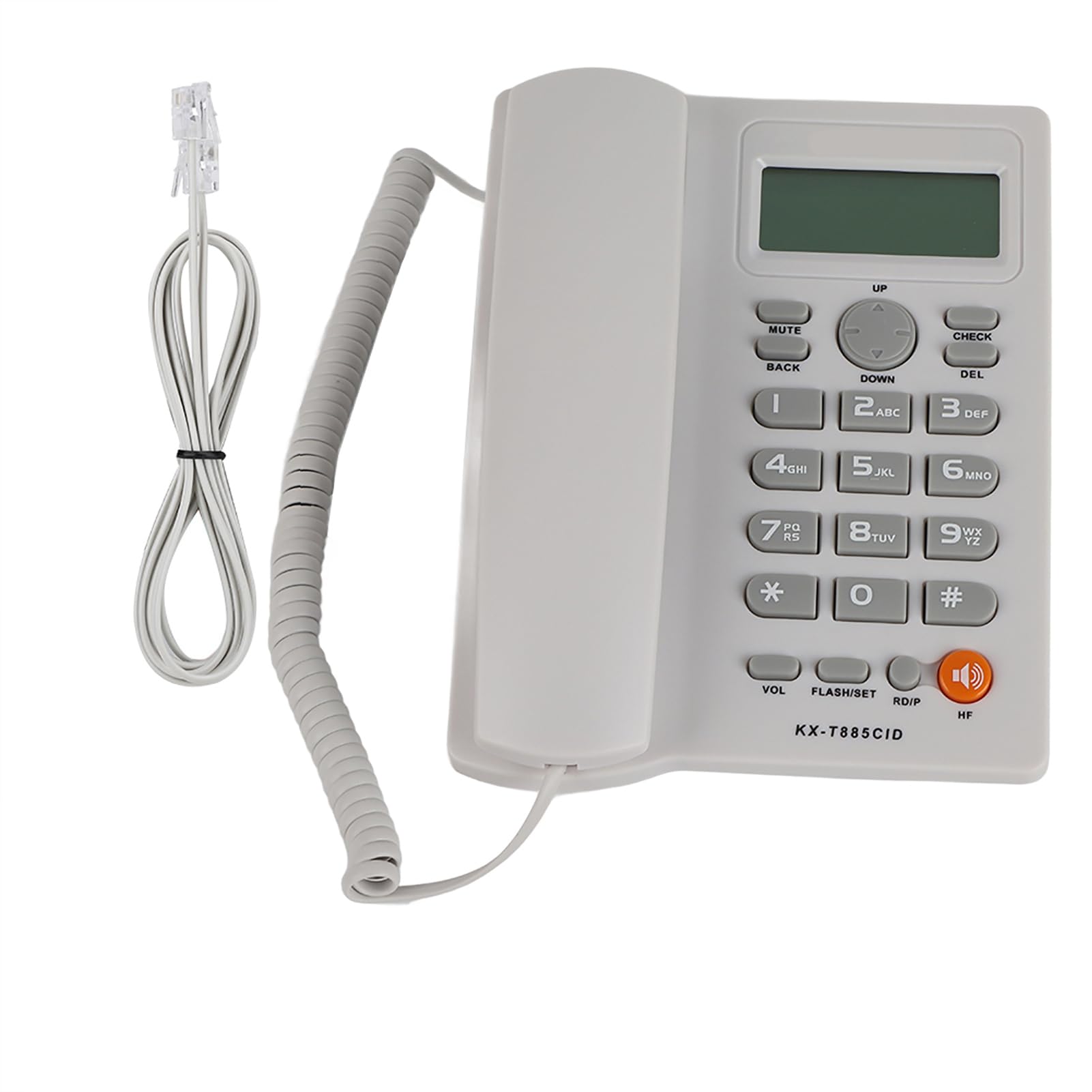 Przewodowy telefon stacjonarny z funkcją identyfikacji dzwoniącego i zestawem głośnomówiącym, analogowy telefon stacjonarny naścienny do domowego biura w hotelu, czarny, m (Biały)