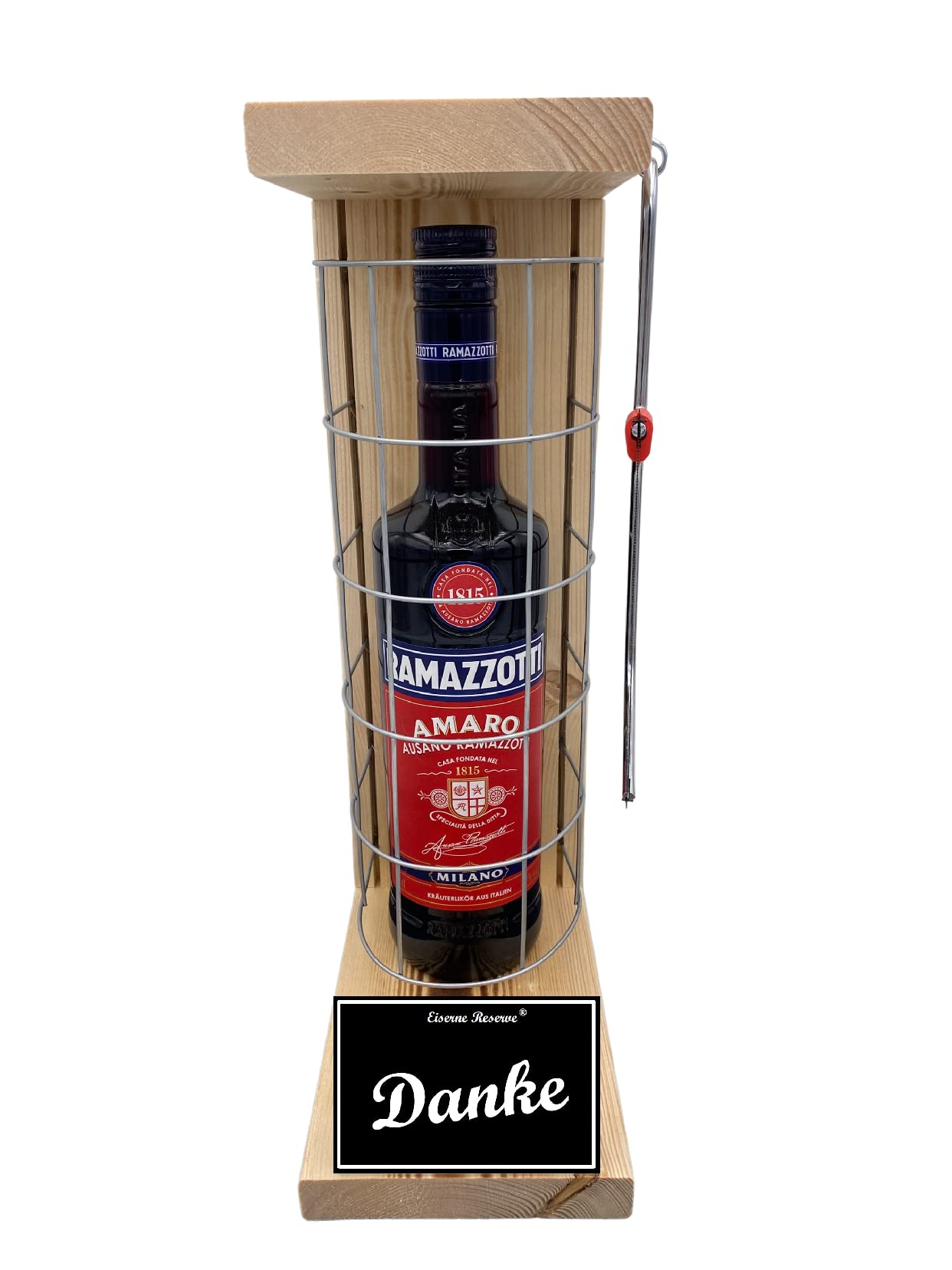 Ramazzotti Dankeschön Geschenk Danke Eiserne Reserve Gitterkäfig Text s/w Danke Kräuterlikör (1 x 0.70 l)