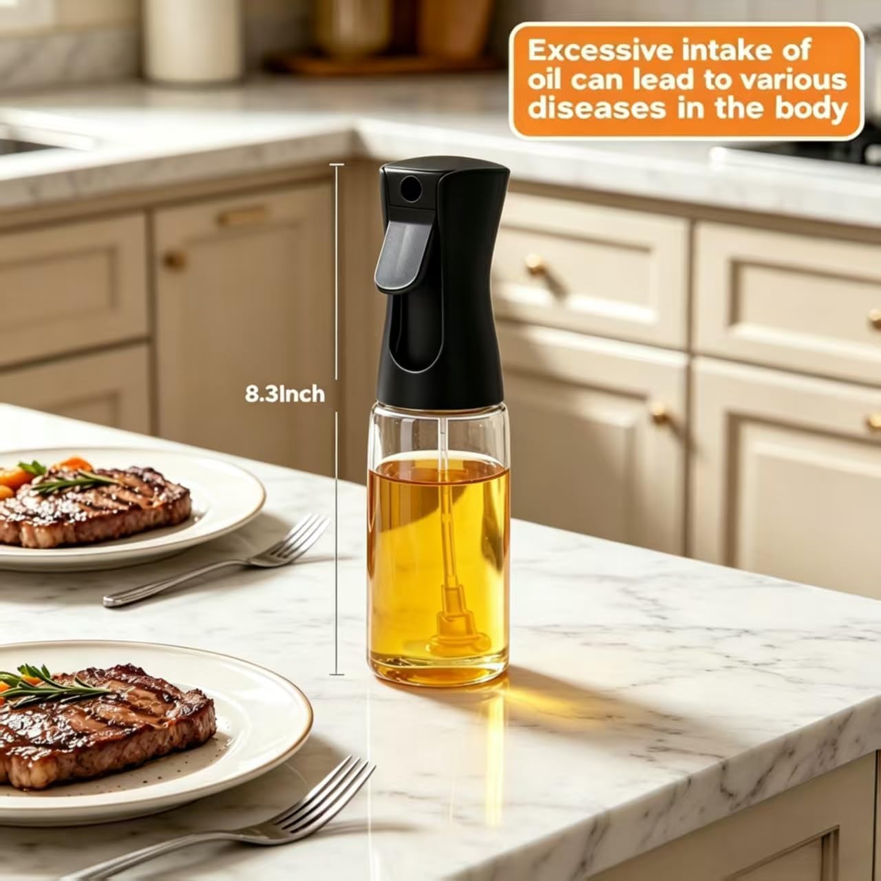 Olive Oil Sprayer for Cooking, 220ml Glass Oil Dispenser