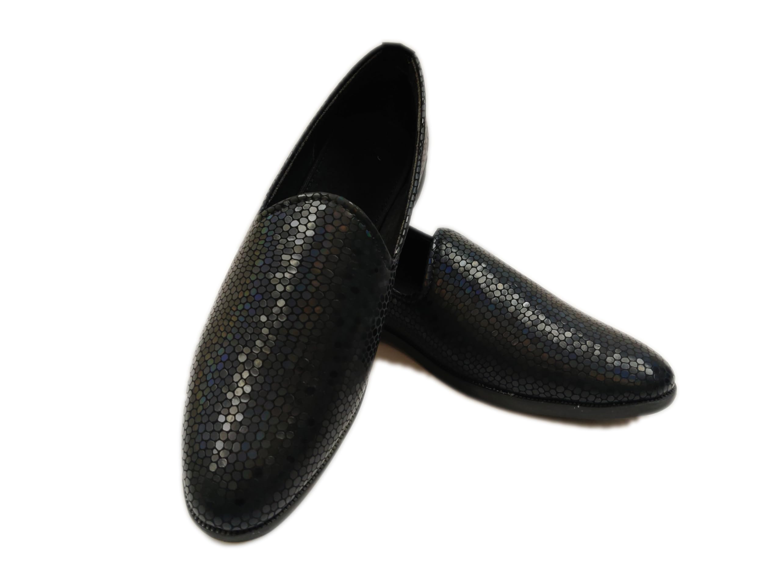 VELOUR INDIA Black Kaleidoscopic Rainbow Textured Slipon Shoes for Men (8) 3